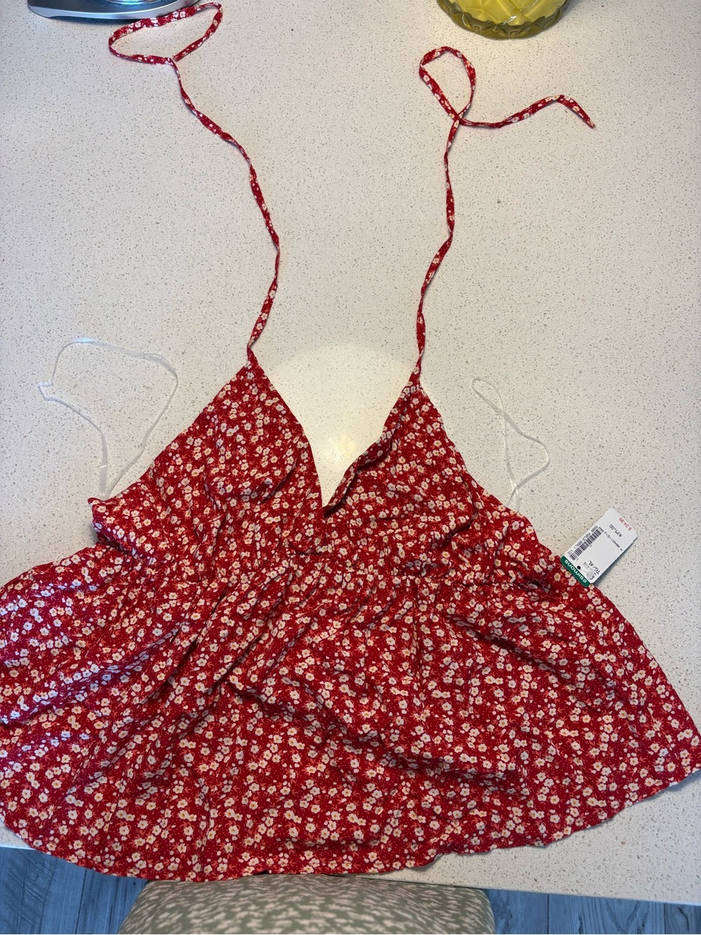 Twik by Simons Red Floral Halter Top